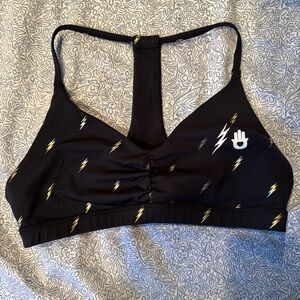 EUC Spiritual Gangster X Kendall Toole unlined Black Lightning Print Sports Bra